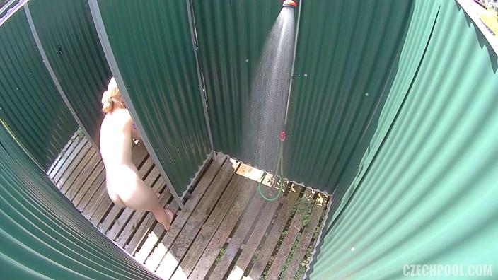 CzechPool-45 Showering at the pool cabin voyeur video at Voyeurex