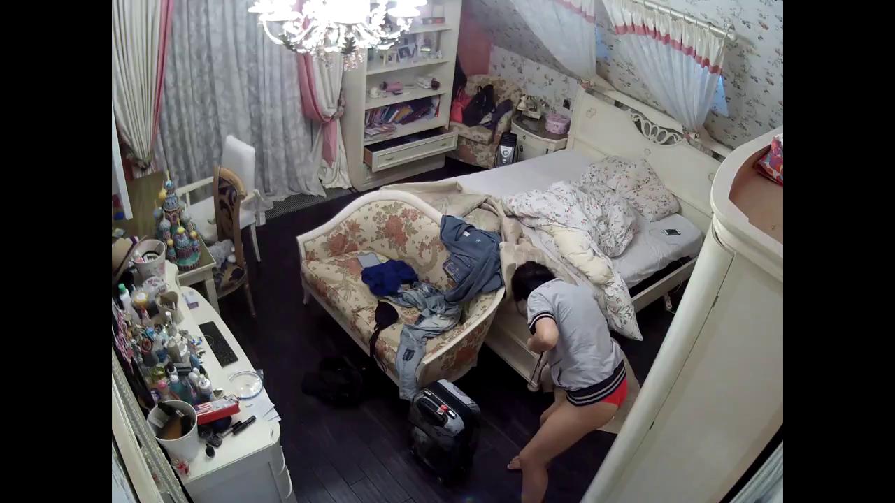 Watch Girl has a security camera in her room and all her actions are  recorded at Voyeurex