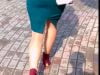 Lady with beautiful legs recorded in public