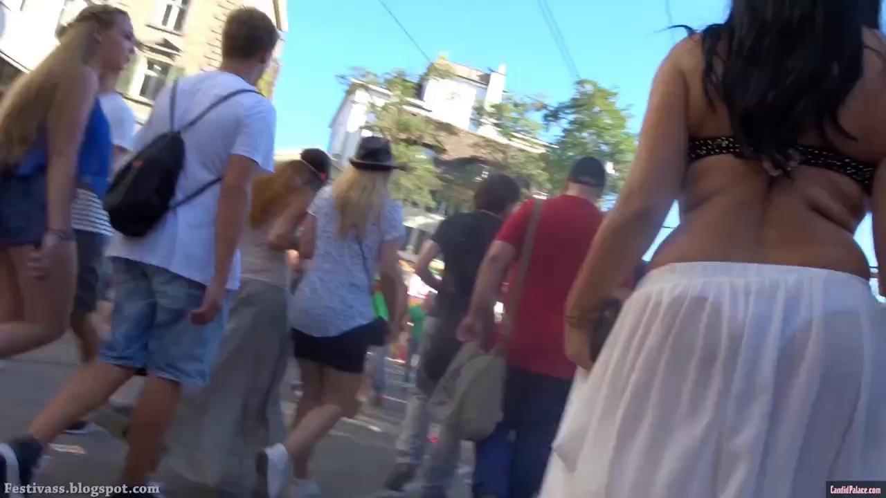 Watch 174 see thru compilation at festivals voyeur video at Voyeurex